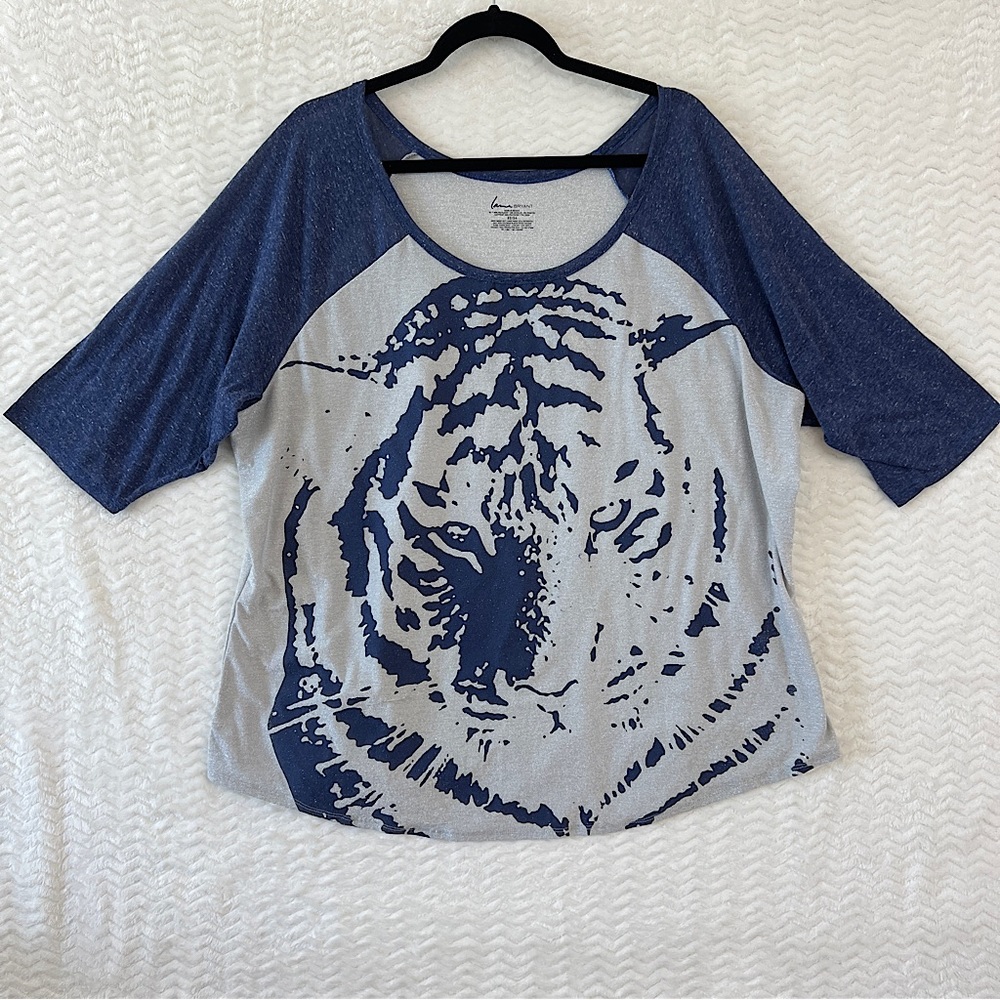 Blue and Gray Tiger Print Women's Top